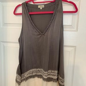 Gorgeous silk tank top braided v neck